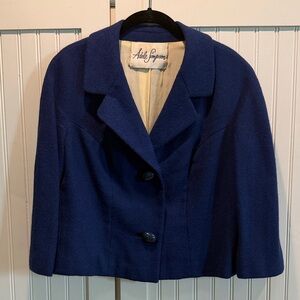 Vintage Wool Hand Tailored Navy Blue Women's Jacket - M